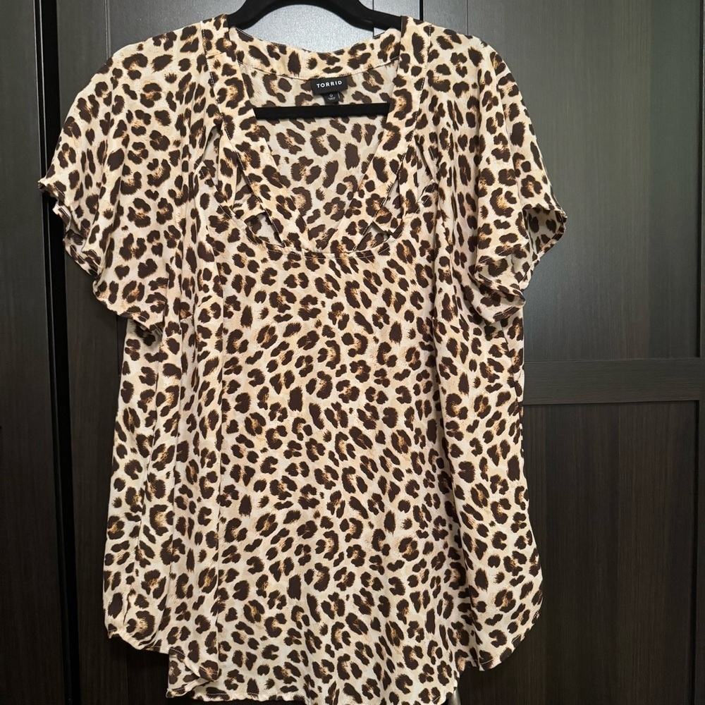 Torrid Animal Print Blouse in Brown and Cream​​​